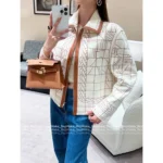 Hermes 2025 Autumn/Winter Collection 🍊 Women's Embroidered Jacquard Wool-Blend Jacket - Genuine Lambskin & Cashmere Tweed - Image 8