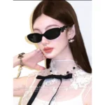 Chanel 25B Detachable Leather Bow Glasses 🎀 Round Frame Cat-Eye Sunglasses - Celebrity Inspired 🕶️ - Image 3