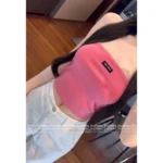 miumiu 25SS New Colorway 🥑 Women's Elastic Knit Tube Top - K-Pop Girl Group Inspired Letter Logo - Image 4
