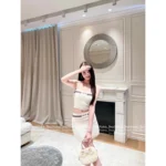 miumiu 25 Spring/Summer Collection 🤍 Korean Instagram Style Set - Knitted Tank Top & Bodycon Skirt - Image 2