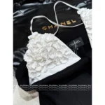 Chanel 2025S Spring/Summer Runway Collection 🖤 Corset Top with 3D Floral Appliqué - Black & White Color-Block Bustier (Slimming Silhouette) - Image 2
