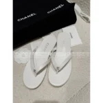 Chanel 25A Spring/Summer Collection 🩴 Laser Metallic Slide Sandals - Heavyweight Leather w/ Crystal Toe-Post - Image 12