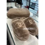 Chanel 2025 Fall/Winter Collection 🦙 Plush Big Logo Slippers - Extra-Thick Wool & Chunky Platform Sole - Image 8
