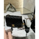 Chanel 2025B New Collection 🖤 Adjustable Logo-Clasp Chain Bag - Black/Gold Lambskin CF/Square Mini Flap ⛓️ - Image 7