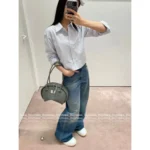 ACNE STUDIOS 2025 Early Spring Collection 🆕 Classic 1996 Back Print Shirt Jacket - Notch Collar Vertical Stripe Blouse for Women - Image 7