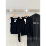 Dior 2025 Early Spring Collection 🐝 100% Kashmir Cashmere Knit Set - Bee Embroidered Cardigan & Vest Top - Image 11