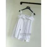 Dior 2025 Early Spring Collection ⭐️ Bee Embroidered Logo White Shirt - Off-Shoulder Straps & Relaxed Fit Blouse - Image 11