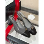 Chanel 2025P Early Spring Collection 🆕 Classic Color-Block Round-Toe Pumps - Crystal Logo & Chunky Heel (Full-Grain Calfskin Lambskin Lining) - Image 12