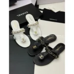 Chanel Vintage Style - Unique Design! ❗ 2025 Spring/Summer Must-Have Series - Metal Chain ⛓️ Logo Sandals / Women's Slides - Image 2
