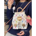 Louis Vuitton 2025 Spring/Summer Collection 🌈 Murakami Collaboration - Classic Four-Leaf Clover Logo Tricolor White Mini Backpack (Self-Kept Edition · Highly Sought-After) - Image 7