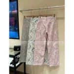 Chanel 2025M CocoBeach Resort Collection 🔎 High-Waisted Wide-Leg Jeans - Slimming Straight Cut w/ Printed Logo - Image 8