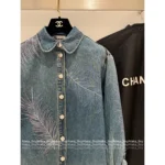 Chanel 2025C Spring/Summer Collection 🌈 Couture Feather-Embellished Denim Shirt - Ombré Crystal Wash & 3D Plume Detailing 🪶 - Image 14