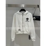 CHROME HEARTS 2025 Early Fall Collection 🤍 Cropped Sanskrit Print Hoodie - Cross Zip-Up Casual Sweatshirt - Image 13