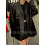MAISON MARGIELA Patchwork Design Wool Jacket with Embroidered Logo Pocket & Suit Lining, Loose Fit, Unisex - Image 6