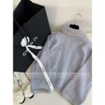Chanel Early Fall Collection 💜 Lilac Peter Pan Cardigan - Hand-Crochet Collar Open-Front Coat - Image 11