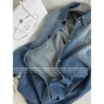 Prada 2025SS Early Autumn Heavy Enzyme Denim Inverted Triangle Logo Shirt Jacket - Image 8
