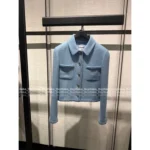Chanel 2025B Fall/Winter Collection 🩵 Notch Collar Tweed Blazer - Cropped Woven Jacket with Patch Pockets - Image 5