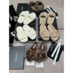 Chanel 25B FW Embroidered Logo Slippers 🐑 Lambswool House Slides & Lazy Home Shoes - Image 8