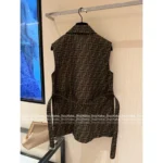 FENDI Early Fall 2025 Collection Classic Jacquard Logo Sleeveless Belted Mid-Length Vest for Women - Image 15