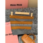 miumiu SS25 Early Fall Collection 🍊 Color-Block Layered Stretch Knit Letter Logo Wool Tube Top for Women - Image 10
