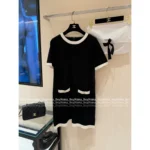 Chanel 2025A Spring/Summer Collection 🖤 Classic Black & White Contrast - 100% Imported Wool Knit Series (Short Sleeve/Dress/Cardigan/Full Collection) - Image 7