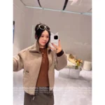 miumiu 2025SS Fall/Winter Collection 🔍 Women's Zip-Up Fleece Jacket - Cotton Sherpa w/ Wool Blend & Plush Pile - Image 12