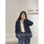 Louis Vuitton 2025 Early Fall Collection 🆕 Wang Hedi Inspired Denim Jacket - Printed Jacquard Logo w/ Fringe Embroidery & Zip-Up Hood - Image 15