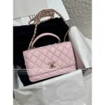 Chanel 2025S Sakura Pink Edition 🌸 Heavy Crystal-Embellished CC Handle Bag - Trendy Letter Logo w/ Detachable Chain ⛓️ - Image 3