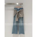 ANNANDELMAN 2025 Early Fall Collection 🌟 Mock Two-Piece Plaid Shirt Jeans - High-Waisted Straight Leg w/ Micro Flare - Image 8