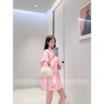 miumiu 2025 Early Spring Collection 💗 Pink Youthful Style Set - Notch Collar Casual Print Letter Logo Women's Hoodie Set - Image 2