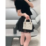 Dior Personal Collection~ Socialite's Treasured Piece ⭐️ 2025 Limited Edition Silk Satin Embroidered Beaded Snowflake Lady Dior Bag - Gift Box Packaging - Image 13
