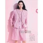 Chanel 2025P Early Spring Collection 🌸 Sakura Pink Tweed Set - Custom Round Neck w/ Pearl Buttons & Woven Pocket Blazer/Vest - Image 15
