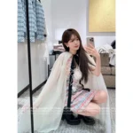 Chanel 2025C Runway Collection 🤍 "Rich Girl" Heirloom Cape - Heavyweight 100% Mulberry Silk w/ Dramatic Bow - Image 3