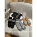 Dior 2025 Spring/Summer Collection ⭐️ Heavyweight Embroidery Platform Slides - Leather Upper w/ Jacquard Logo & Chunky Sole - Image 11