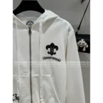 CHROME HEARTS 2025 Early Fall Collection 🤍 Cropped Sanskrit Print Hoodie - Cross Zip-Up Casual Sweatshirt - Image 5