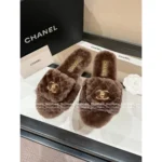 Chanel 25B Fall/Winter Collection 🐑 Backpack Buckle Slides - Shearling Loafers with Metal Logo - Image 5