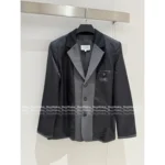 MAISON MARGIELA Patchwork Design Wool Jacket with Embroidered Logo Pocket & Suit Lining, Loose Fit, Unisex - Image 5
