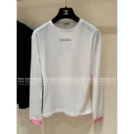 Chanel 25B Early Fall Collection 🎀 Rhinestone Logo Layered Tee - Mock Two-Layer Cotton Long Sleeve - Image 13
