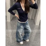ANNANDELMAN 2025 Early Fall Two-in-One Cardigan 🆕 V-Neck Logo Wool Blend Knit Open Front - Image 2