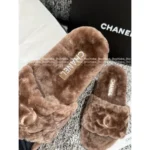 Chanel 25B FW Embroidered Logo Slippers 🐑 Lambswool House Slides & Lazy Home Shoes - Image 7