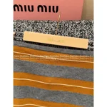 miumiu SS25 Early Fall Collection 🍊 Color-Block Layered Stretch Knit Letter Logo Wool Tube Top for Women - Image 9
