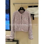 Chanel Dust Bag Packaging 🎀 2025SS Spring/Summer Collection - Crystal Button Cropped Jacket with Imported Yarn & Silk Printed Lining - Image 5