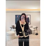 Chanel 2025A Spring/Summer Collection 🖤 Classic Black & White Contrast - 100% Imported Wool Knit Series (Short Sleeve/Dress/Cardigan/Full Collection) - Image 6