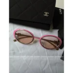 Chanel 2025S Resort Runway Collection 🎀 Y2K Retro Babe~ - Pink Color-Block Round Sunglasses 🕶️ w/ Crystal Accents - Image 5