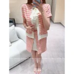 Chanel 2025C Coco Beach Collection 🧡 Jennie-Inspired Bow Tie Set - Woven Jacquard Tweed Cardigan & Skirt - Image 10
