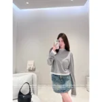 Prada 2025 New Collection 🩶 100% Comfort Oversized Hoodie - Grey Tone Layering w/ Inverted Triangle Logo - Image 5