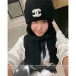 Chanel 2025B Fall/Winter Collection 🧣 Towel-Jacquard Logo Set - Cashmere Beanie & Scarf w/ Plush Texture - Image 12