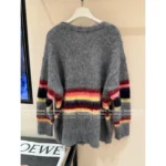 Loewe 2025SS Fall/Winter Collection 🩶 Rainbow Stripe Brushed Knit Coat - Tie-Dye Jacquard w/ Embroidered Logo & Wool Blend - Image 3