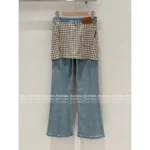 ANNANDELMAN 2025 Early Fall Collection 🌟 Mock Two-Piece Plaid Shirt Jeans - High-Waisted Straight Leg w/ Micro Flare - Image 7