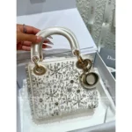 Dior Personal Collection~ Socialite's Treasured Piece ⭐️ 2025 Limited Edition Silk Satin Embroidered Beaded Snowflake Lady Dior Bag - Gift Box Packaging - Image 12